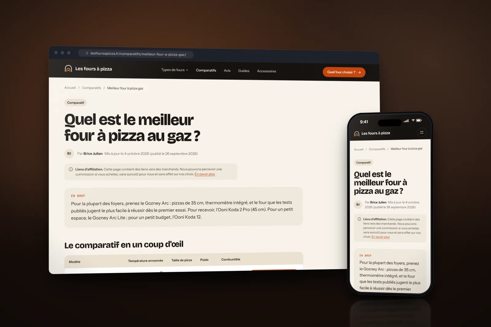Comparatif « Quel est le meilleur four à pizza au gaz ? »